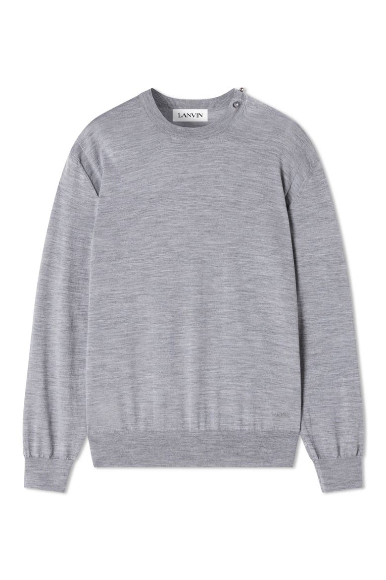 Black Merino Wool Sweater, Alternate, color, Light Grey