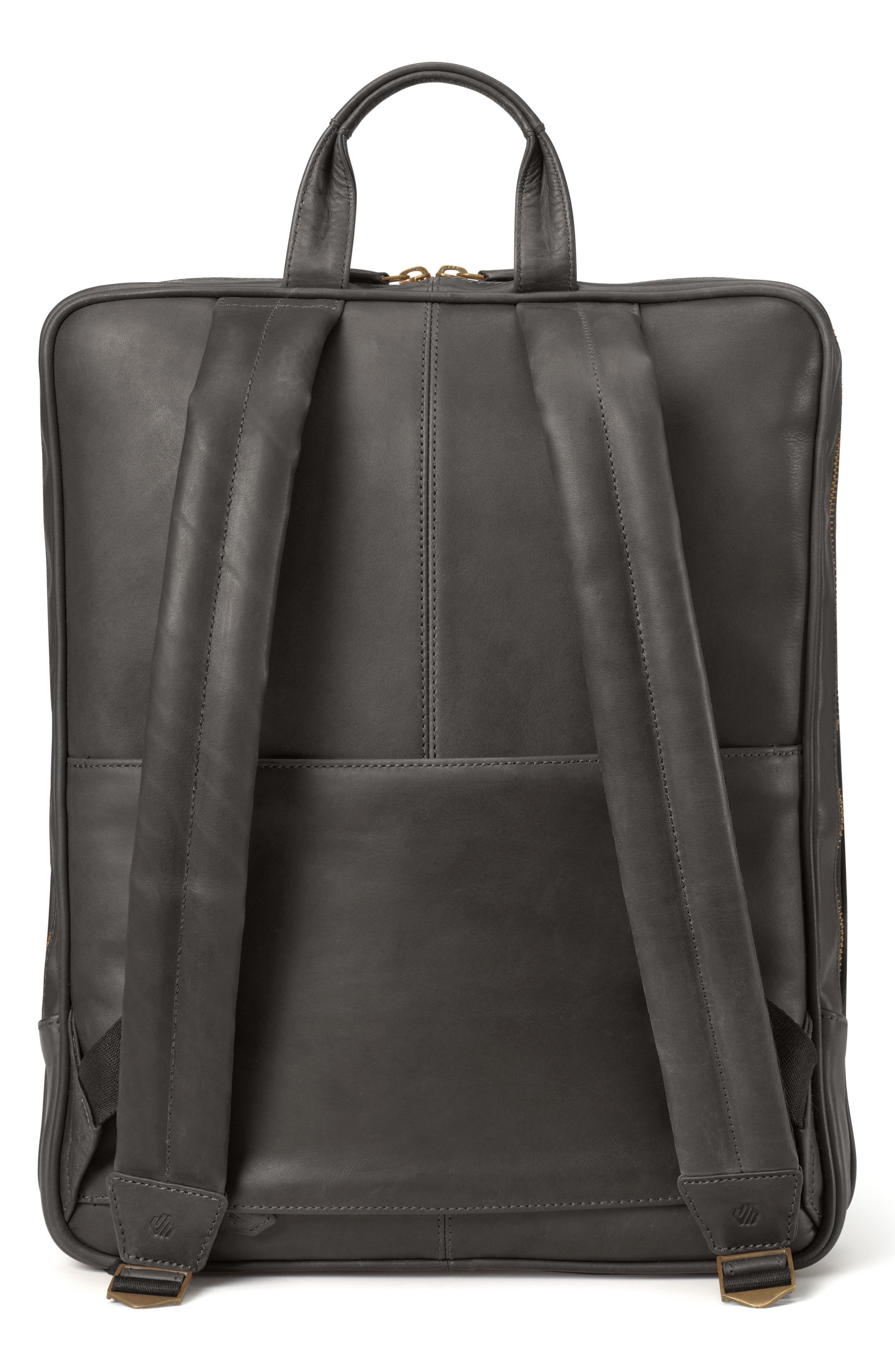 Johnston & Murphy Rhodes Water Repellent Leather Commuter Backpack, Alternate, color, Black Full Grain