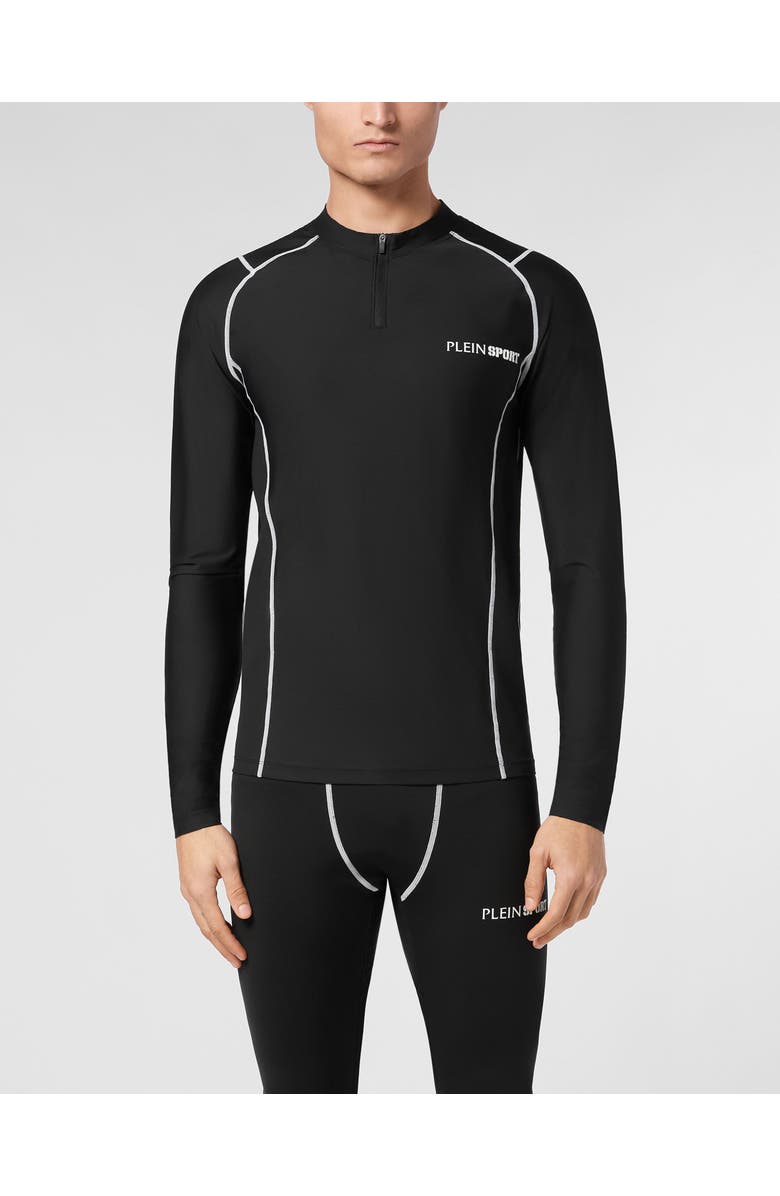 PLEIN SPORT Second Skin Dry-Fit T-Shirt Round Neck Ls Scratch Men, Main, color, Black