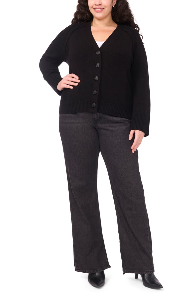 Halogen<sup>®</sup> Raglan Sleeve V-Neck Cardigan, Alternate, color, Rich Black