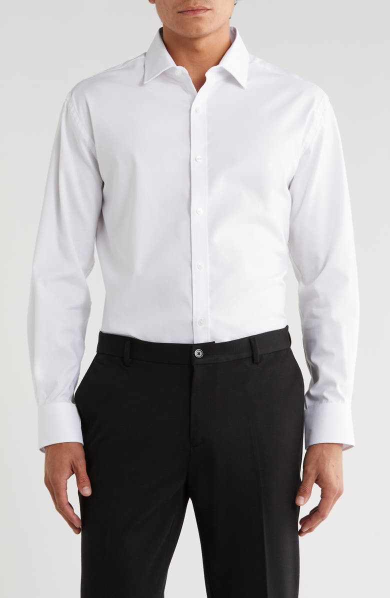 Tommy Hilfiger Slim Fit All-Season Stretch Cotton Dress Shirt, Main, color, White