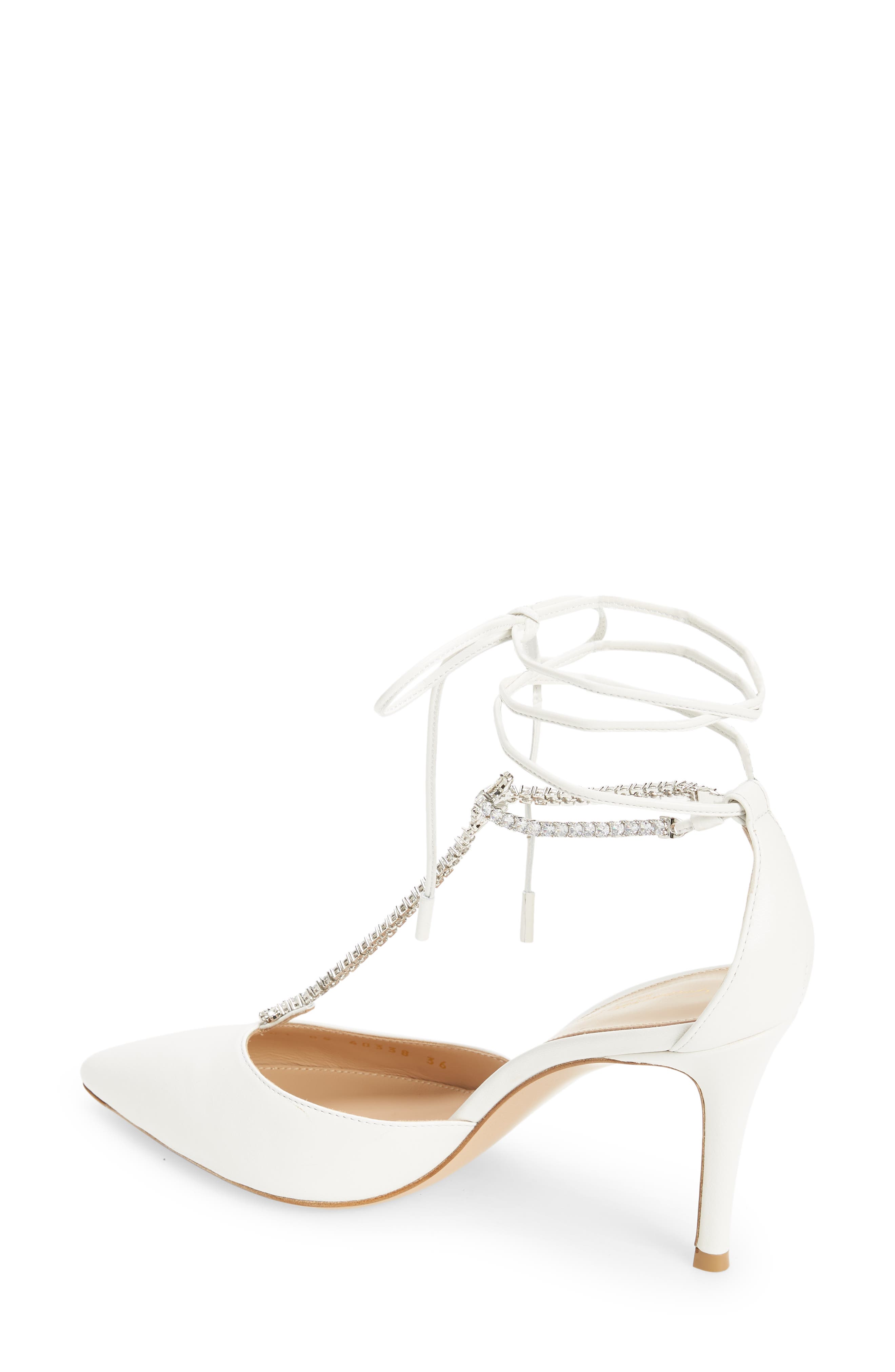 Gianvito Rossi Crystal T-Strap Pointed Toe Pump, Alternate, color, 