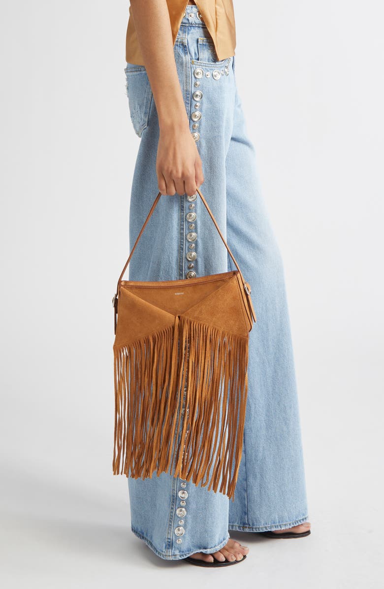 Coperni Belt Fringe Leather Baguette Bag, Alternate, color,
