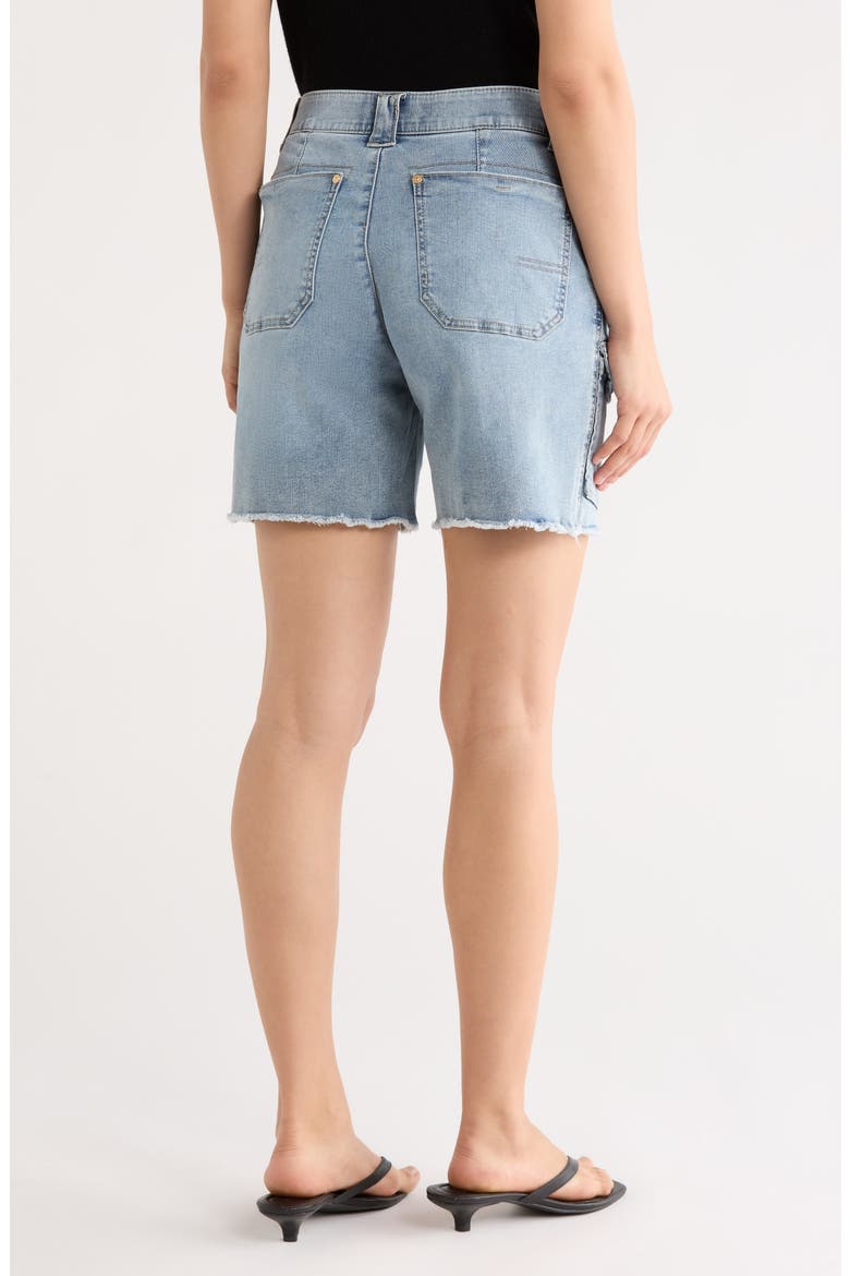 Fray Hem Cargo Shorts, Alternate, color, LIGHT BLUE