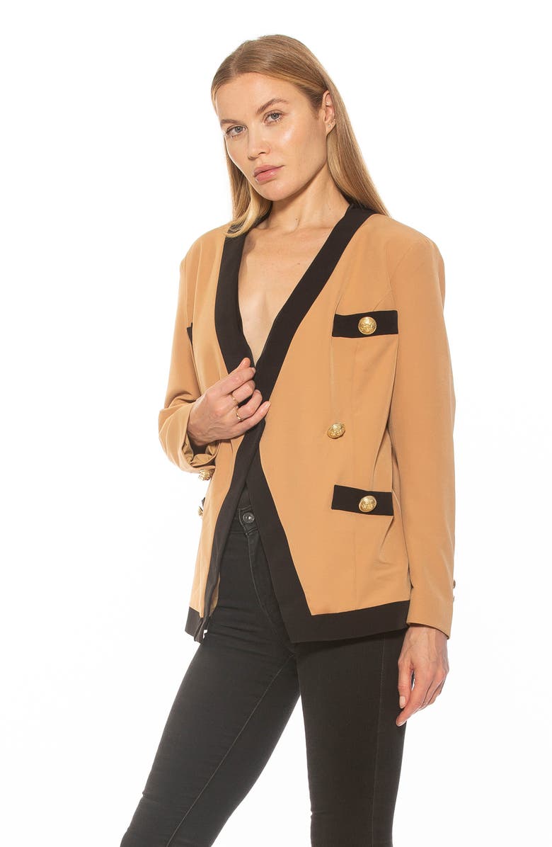 Alexia Admor Emele Oversize Contrast Trim Blazer, Alternate, color, Camel/ Black