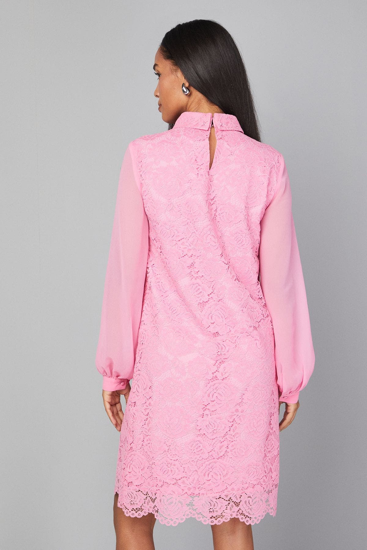 Lace Tie Neck Shift Dress - image 4