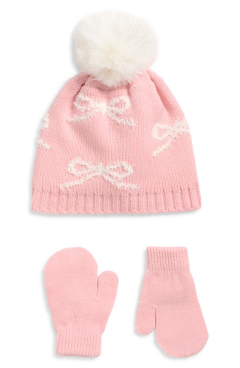 Kids' Bow Beanie & Mittens Set (Toddler)