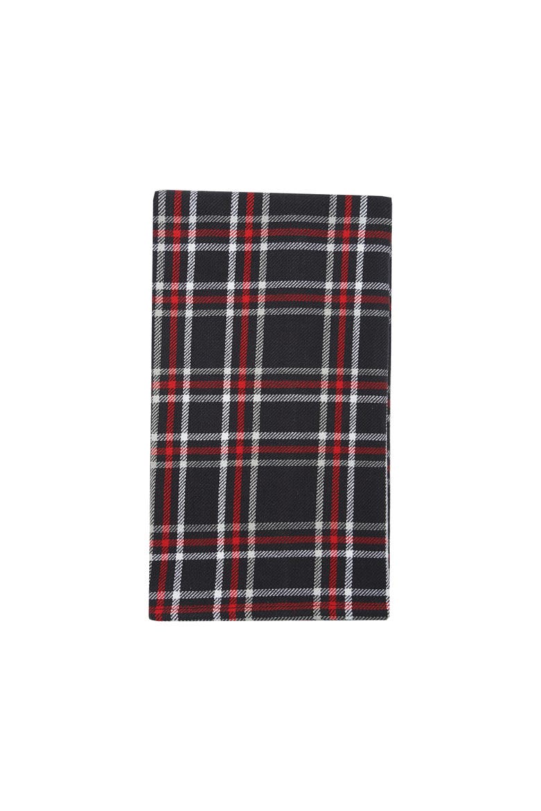 27' X 18" Poinsetta Plaid Woven Cotton Kitchen Dish Towel Red White and Black Plaid, Main, color, Black