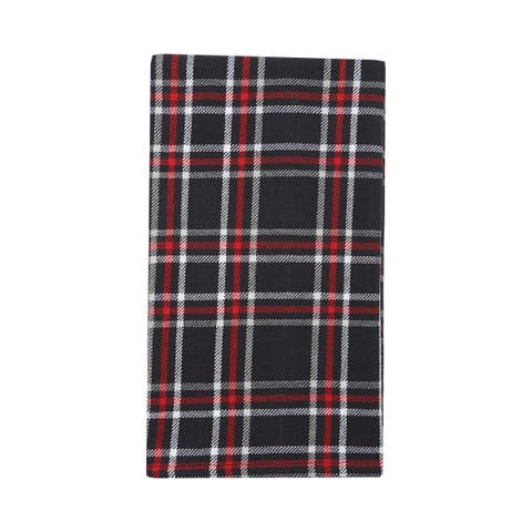 27' X 18" Poinsetta Plaid Woven Cotton Kitchen Dish Towel Red White and Black Plaid