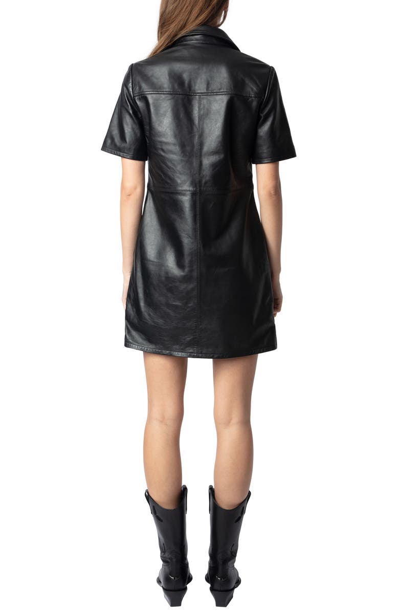 Zadig & Voltaire Ralmy Cuir Lisse Leather Shift Dress, Alternate, color,
