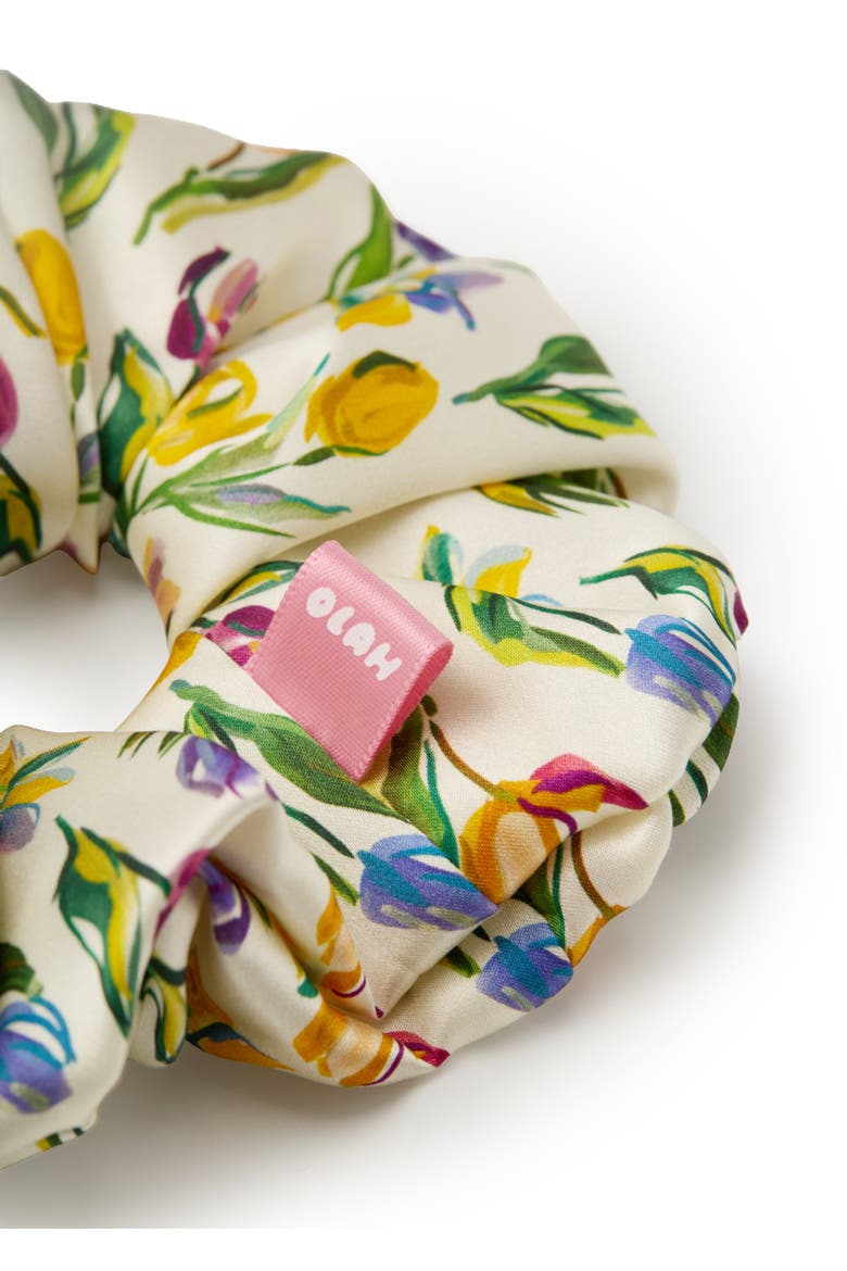 Tulip Silk Scrunchie, Alternate, color, Cream