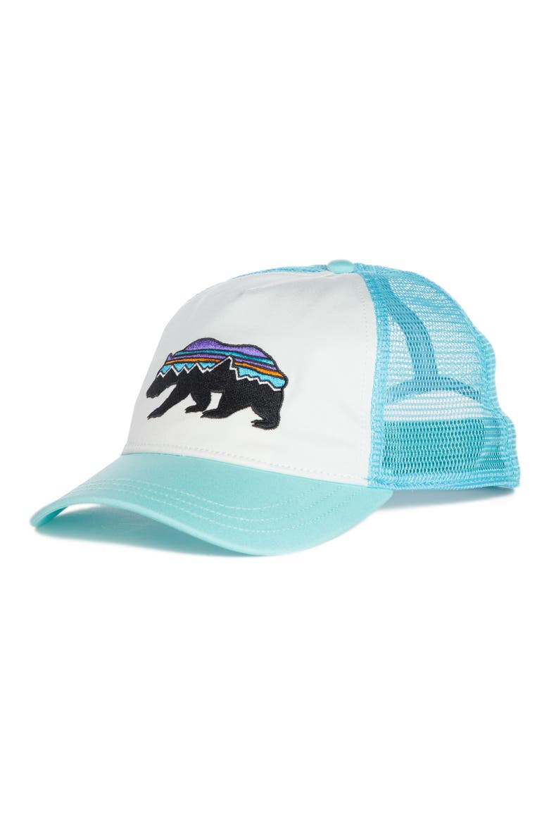 Fitz Roy Bear Trucker Hat, Main, color, WHITE W/ BEND BLUE