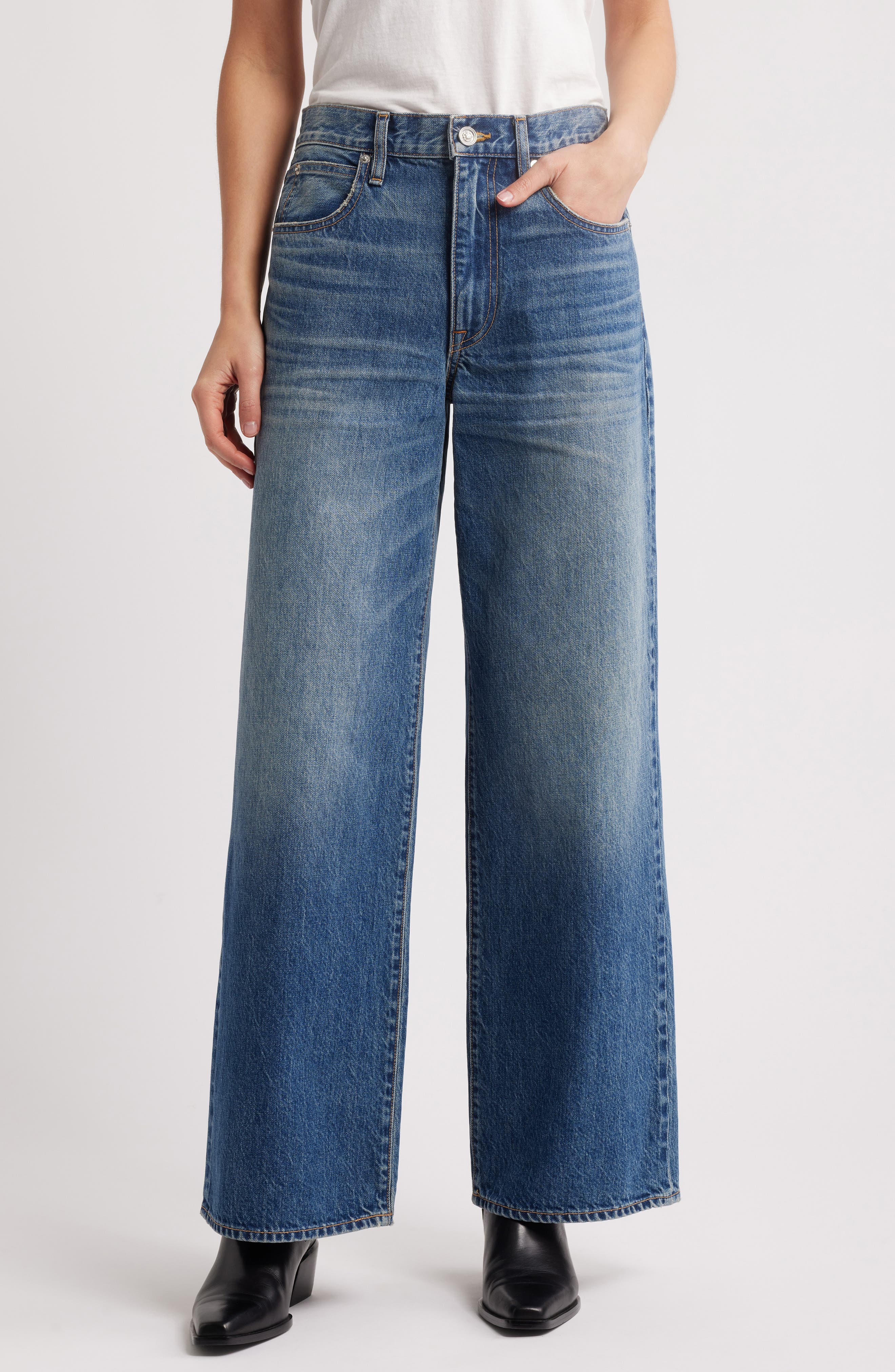 SLVRLAKE Selena High Waist Organic Cotton Wide Leg Jeans