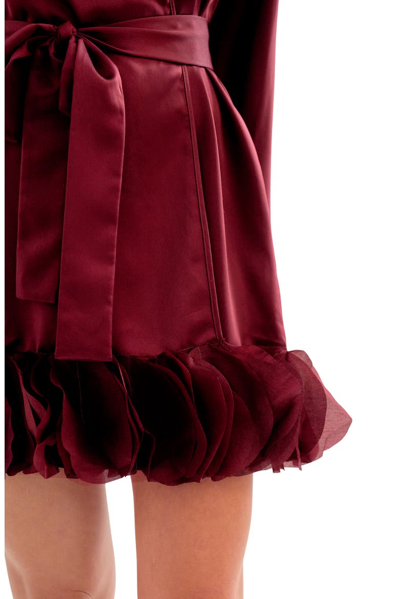 Villa Charmeuse & Organza Wrap, Alternate, color, DARK CHERRY