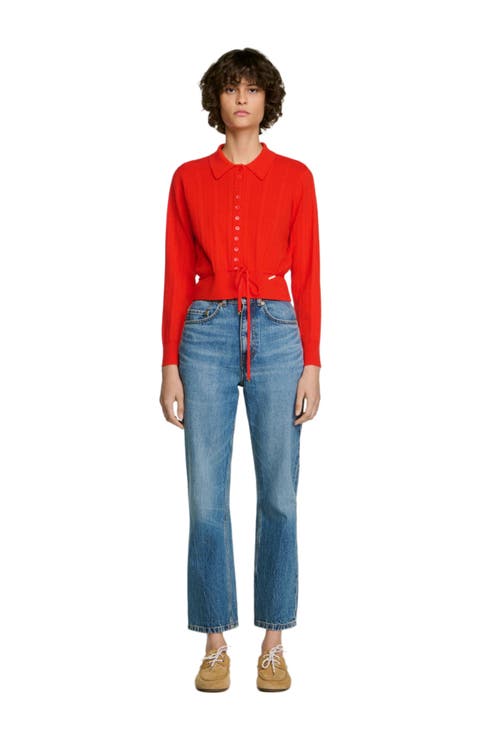 Pointelle knit cardigan