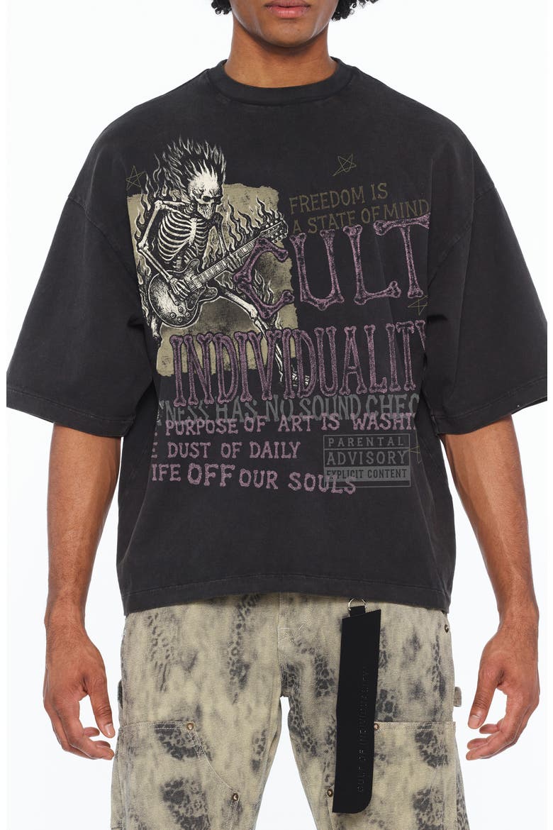 Boxy Oversized Graphic T-Shirt, Main, color, VINTAGE CHARCOAL