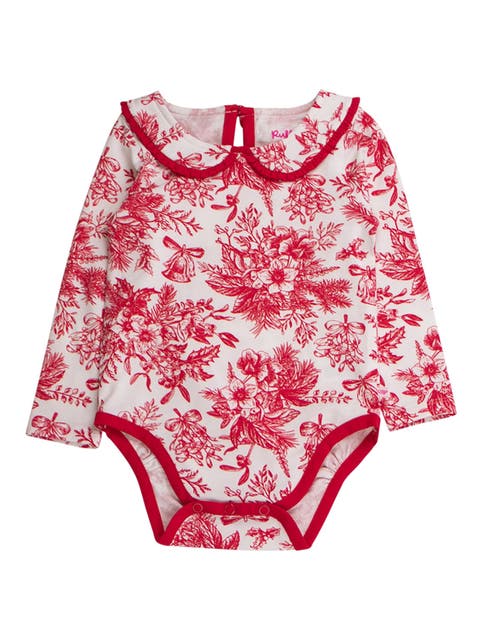 Baby Girls Knit Long Sleeve Ruffle Peter Pan Bodysuit