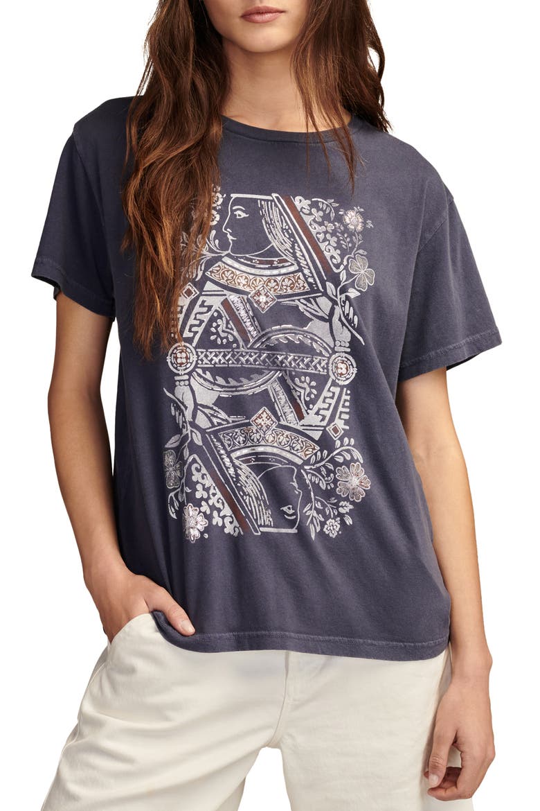 Floral Queen Oversize Cotton Graphic T-Shirt, Main, color, WASHED BLU