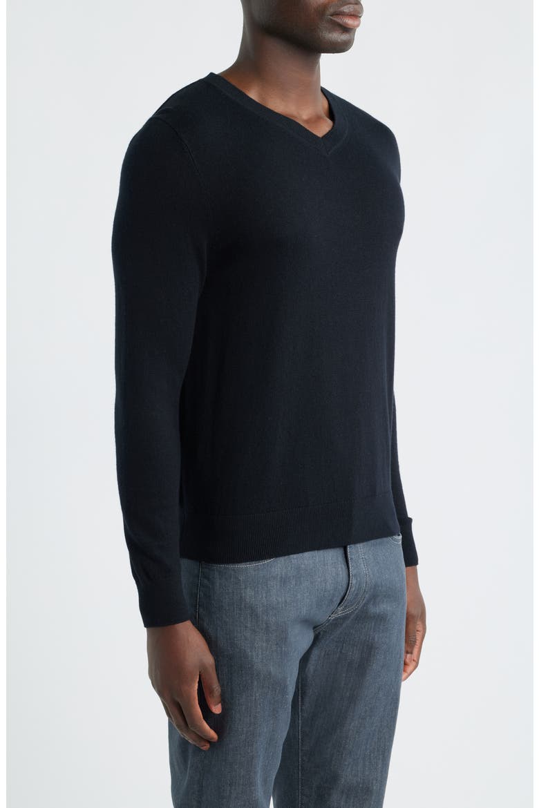 Cotton & Cashmere V-Neck Sweater, Alternate, color, BLACK CAVIAR