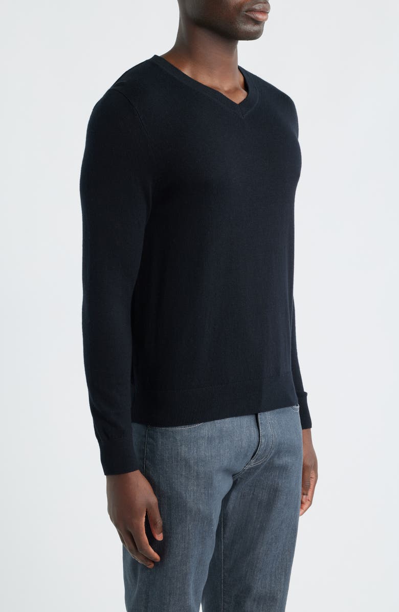 Nordstrom Cotton & Cashmere V-Neck Sweater, Alternate, color, Black Caviar
