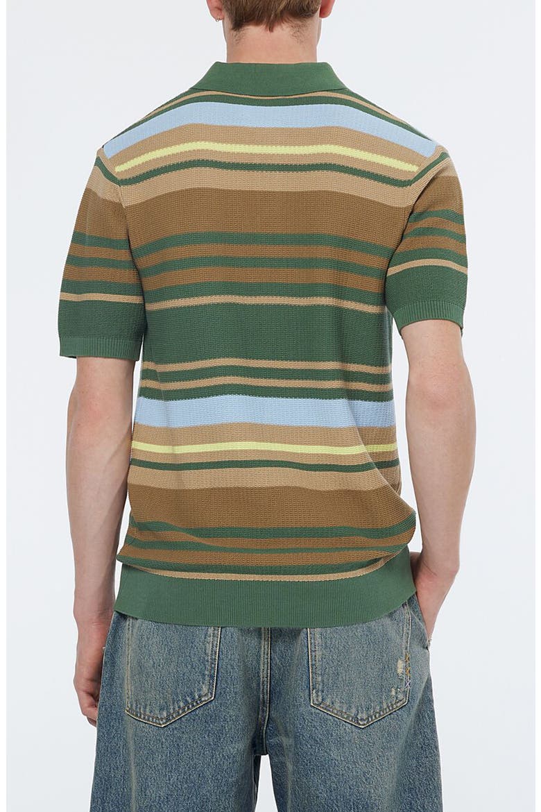 Stripe Textured Cotton Knit Polo, Alternate, color, SAGE GREEN MULTI STRIPE