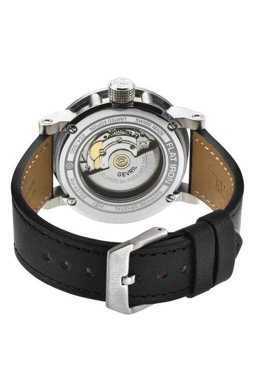 Gevril Flat Iron Limited Edition Leather Strap Watch, 42mm In Black
