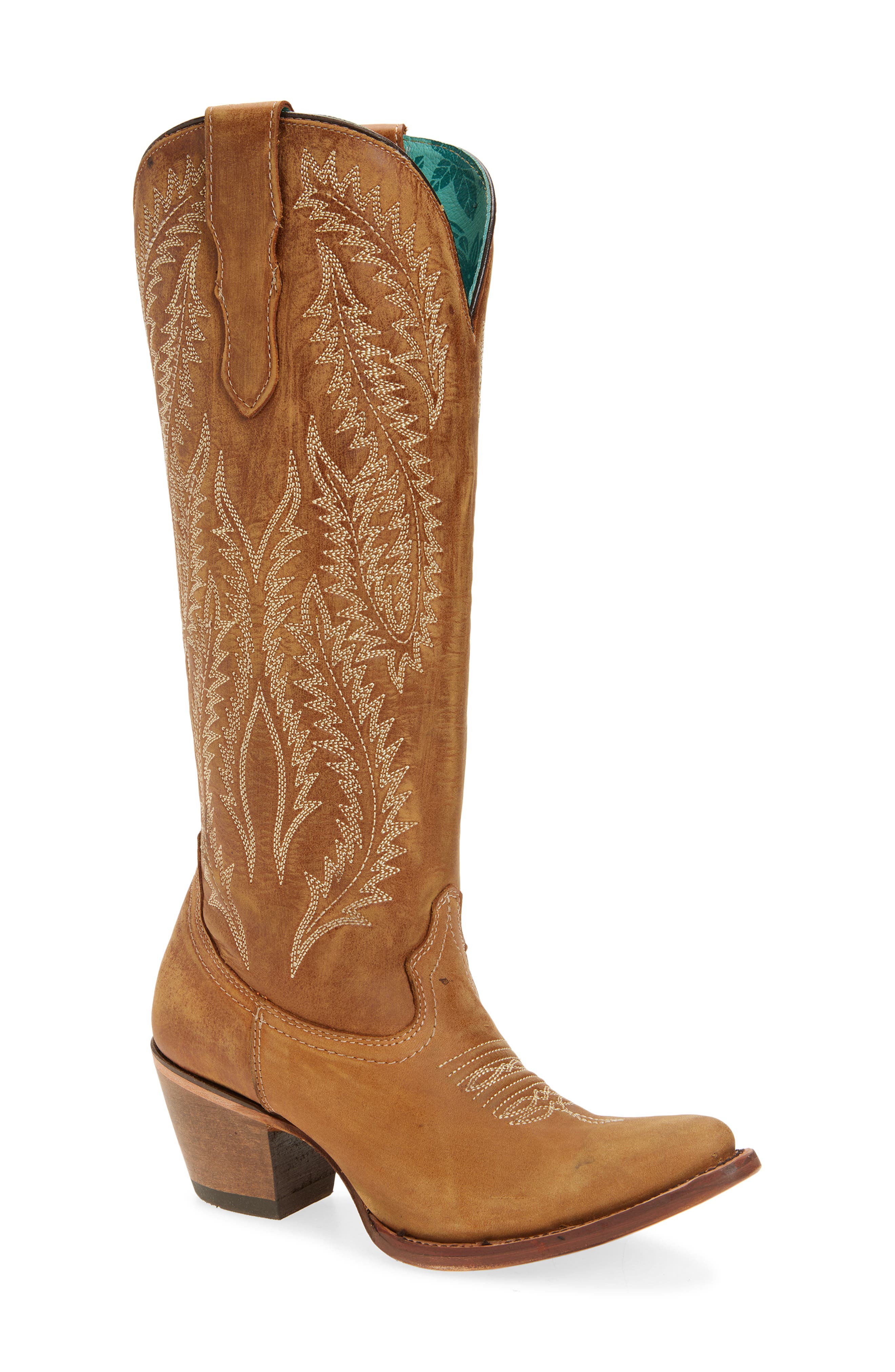 CORRAL Embroidered Knee High Western Boot in Golden 