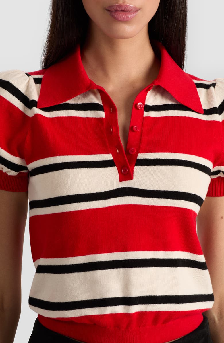 Alice + Olivia Ramona Stripe Cotton Blend Sweater, Alternate, color, Perfect Ruby Multi