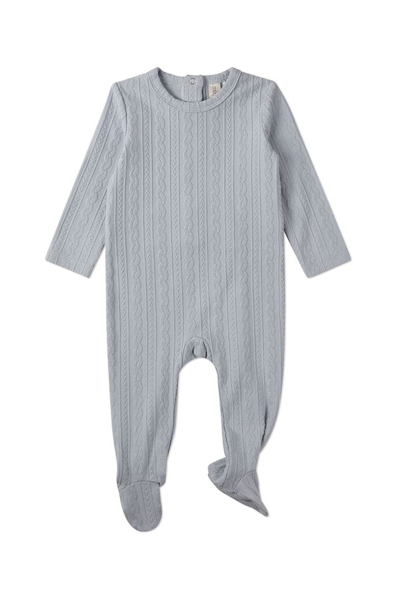 Baby and Toddler Cable Knit Footie, Main, color, Cloud Blue