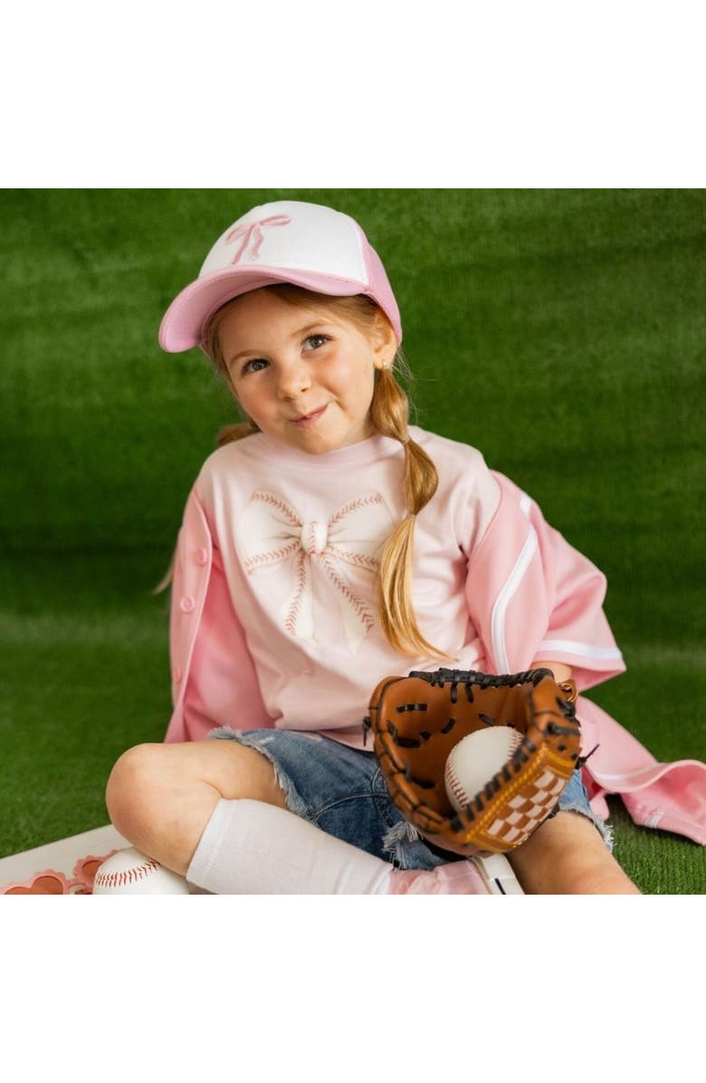 Sweet Wink Baseball Bow Short Sleeve T-Shirt, Alternate, color, Pink