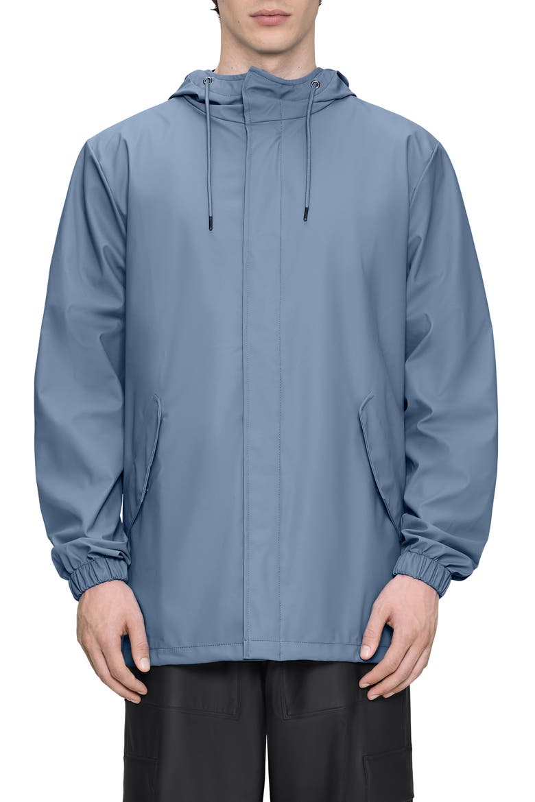 Fishtail Hooded Waterproof Rain Jacket, Main, color, BLUE DUSK