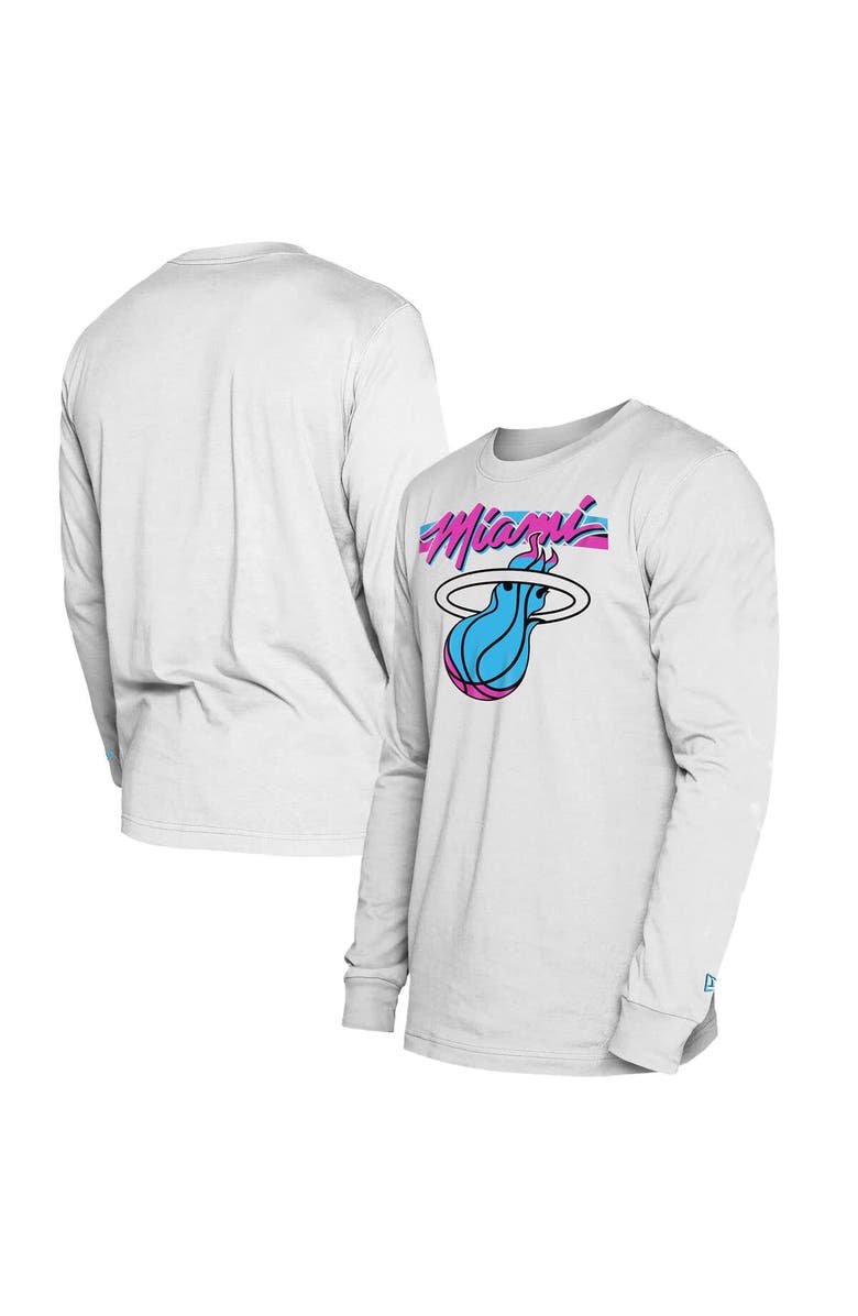 New Era Men's New Era  White Miami Heat 2024/25 City Edition Long Sleeve T-Shirt, Main, color, 