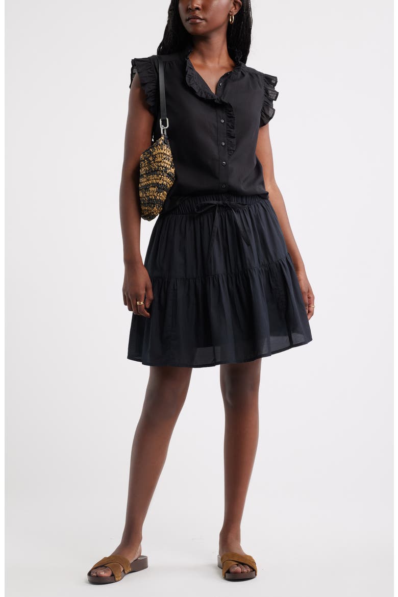 Tie Waist Miniskirt, Alternate, color, BLACK
