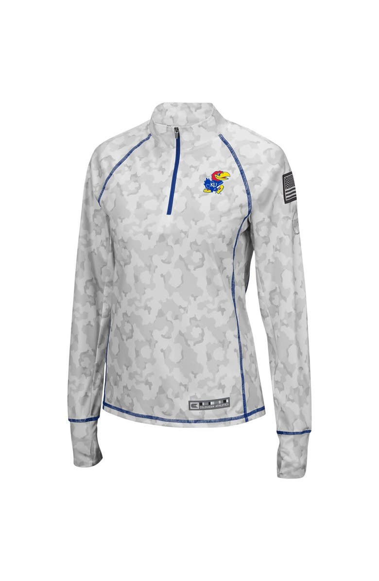 COLOSSEUM Women's Colosseum Camo Kansas Jayhawks OHT Military Appreciation Officer Arctic Lightweight Quarter-Zip Top, Alternate, color, Camo