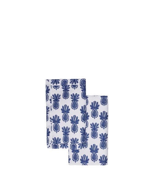 La Doublej Placemats Set Of 2 (35x45) Pineapple Blue In Pineapple Blue
