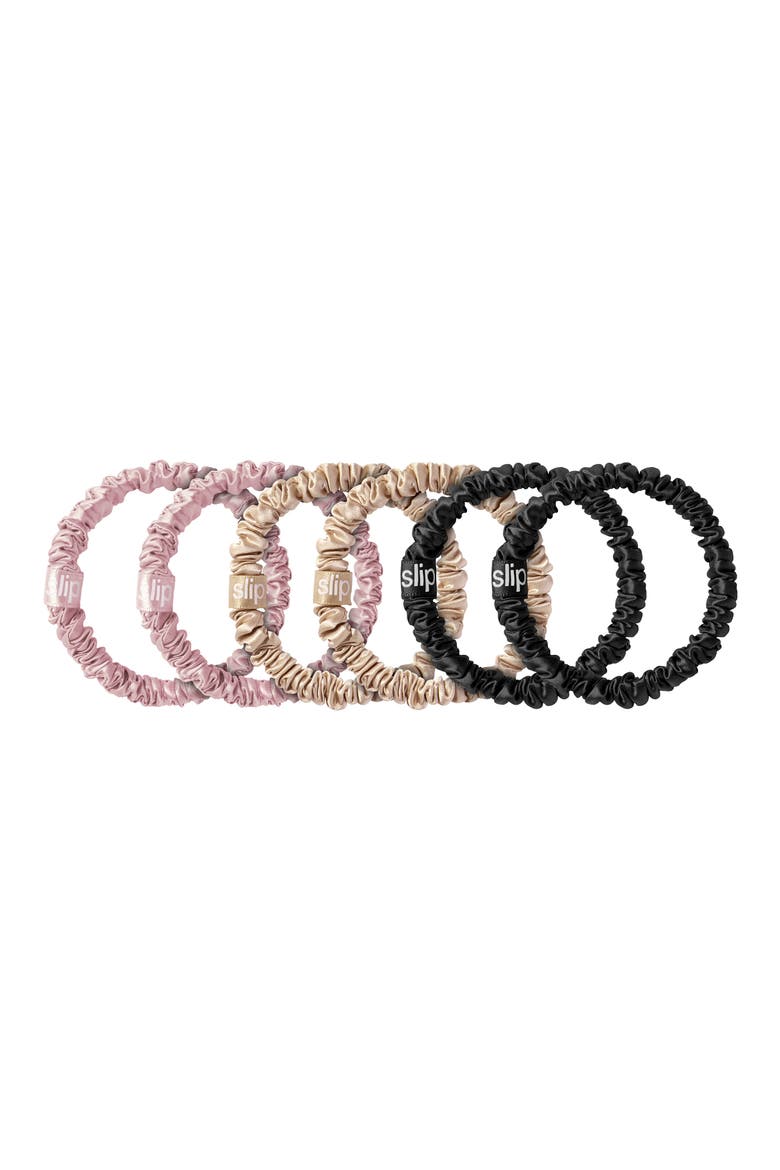 Pure Silk 6-Pack Skinny Scrunchies, Main, color, MULTI