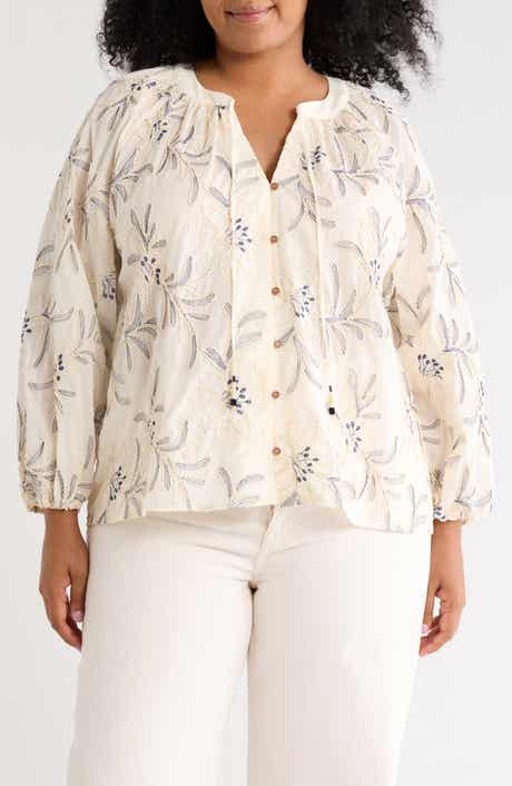 Embroidered Long Sleeve Cotton Top