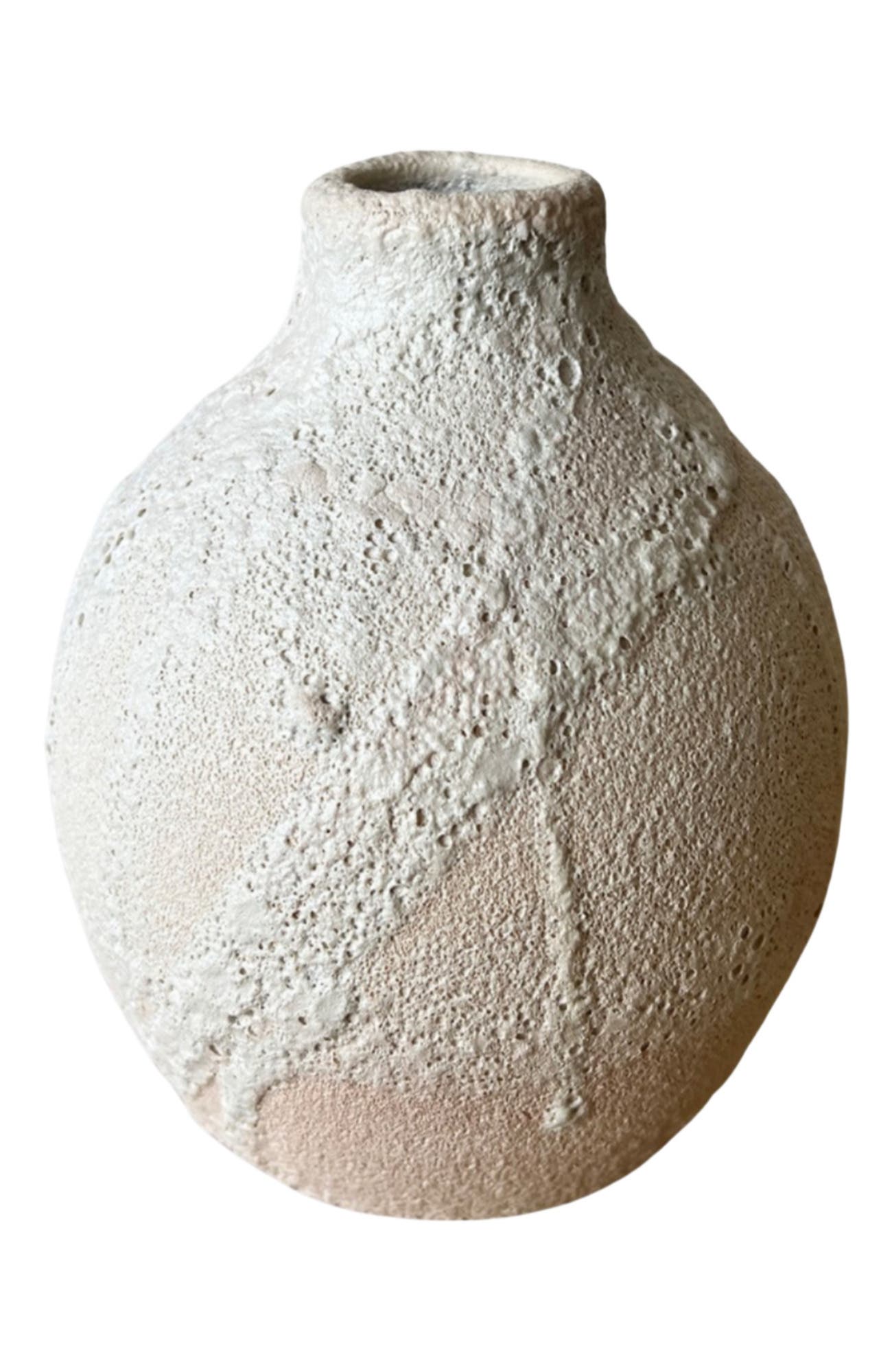 Gina DeSantis Ceramics Ara Crater Vase in White 