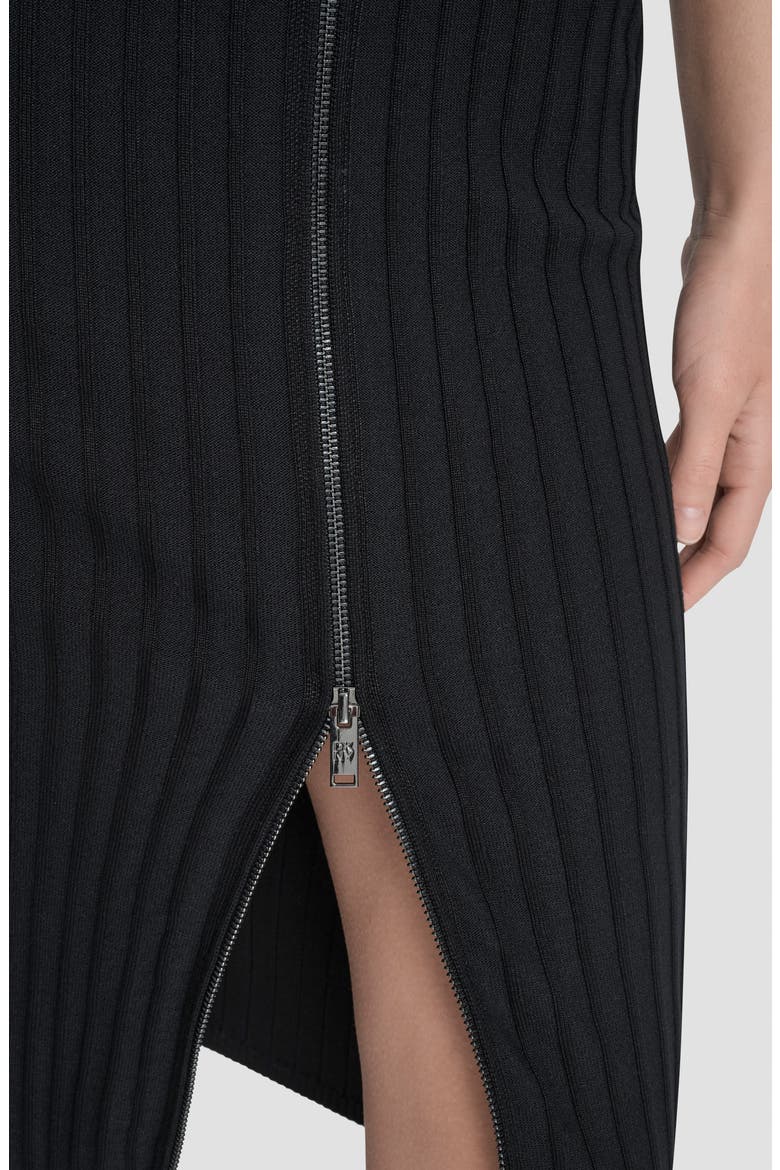 Ribbed Front Zip Sweater Dress, Alternate, color, BLACK