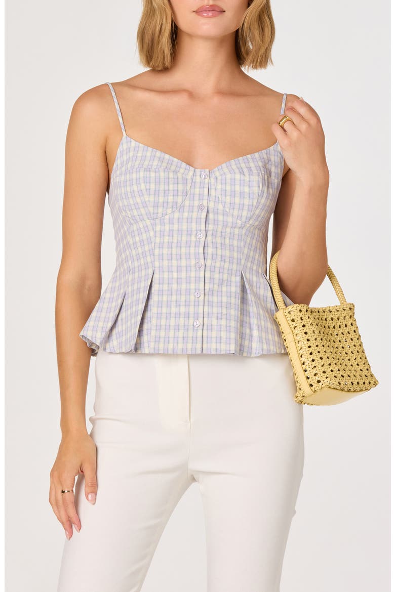 Lesly Check Cotton Blend Camisole Top, Alternate, color, PURPLE PLAID