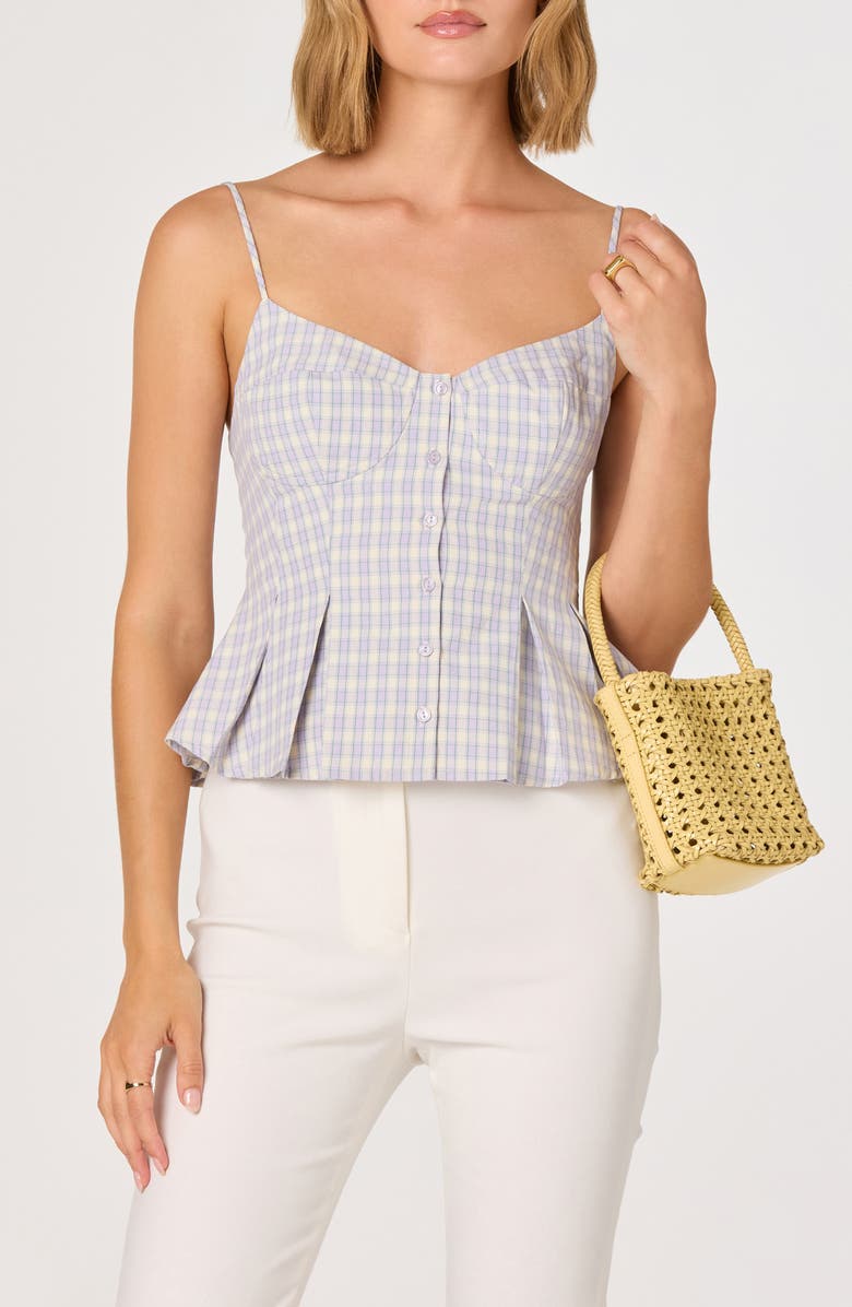 ASTR the Label Lesly Check Cotton Blend Camisole Top, Alternate, color, Purple Plaid