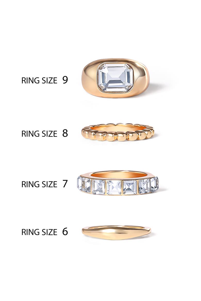 Gold-Tone Ring Set of 4 with Rhinestones, Alternate, color, Gold