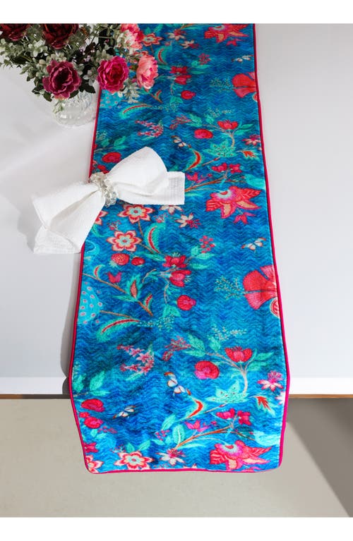 Tiramisu Regal Garden Of Opulence Velvet Table Runner In Blue