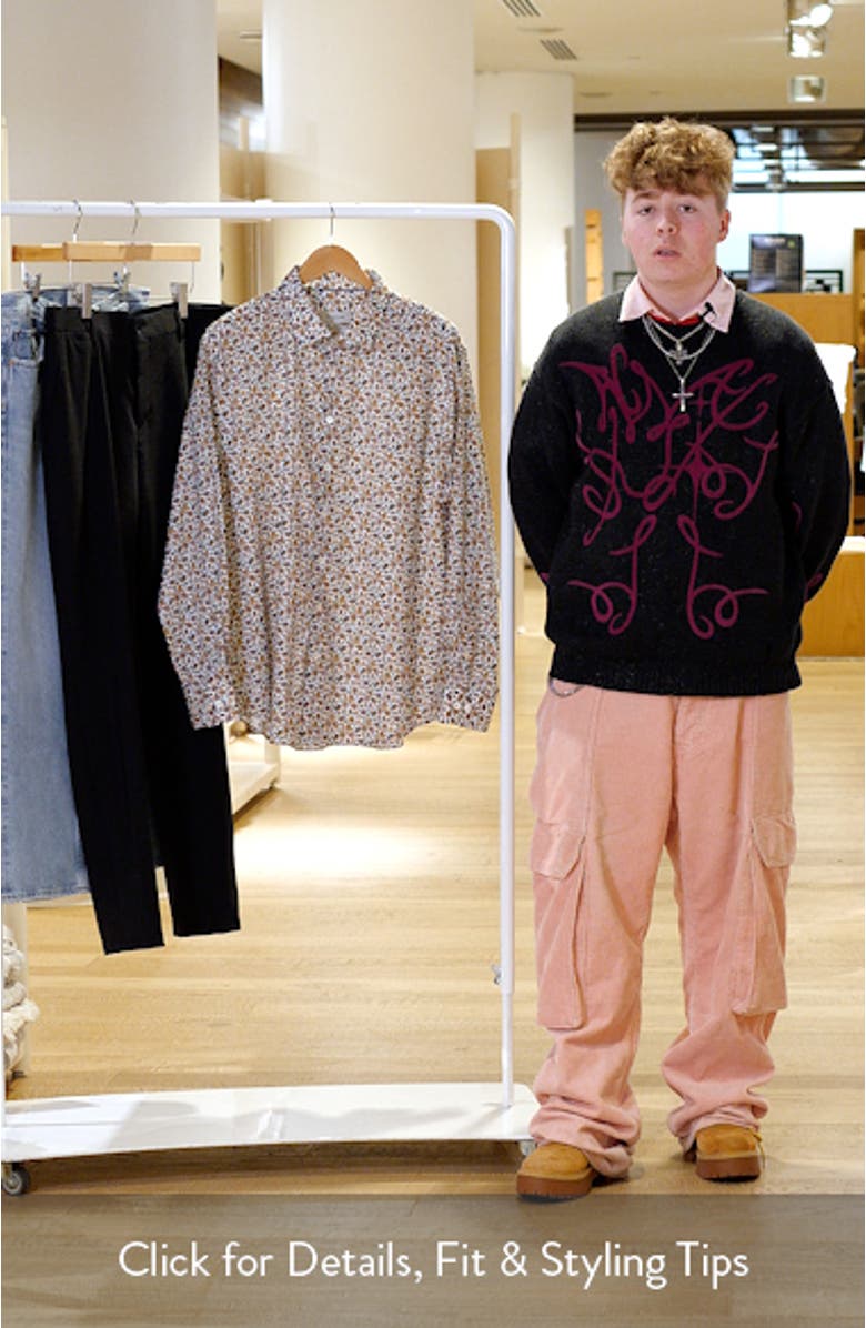 Julian Shaped Fit Floral Stretch Cotton Button-Up Shirt, sales video thumbnail