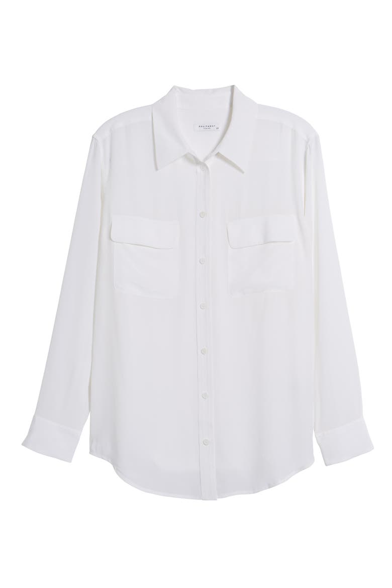 'Signature' Silk Shirt, Main, color, BRIGHT WHITE