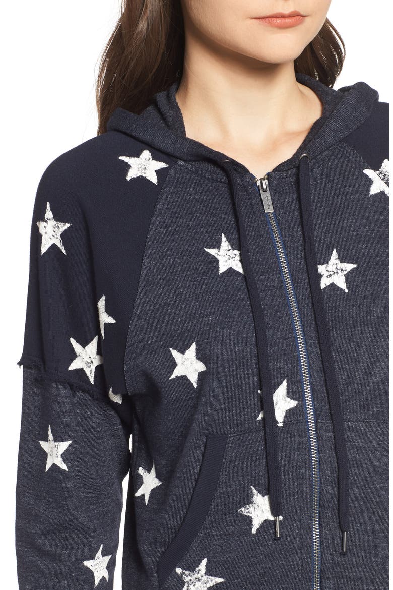 Star Zip-Up Hoodie, Alternate, color, NAVY/ WHITE