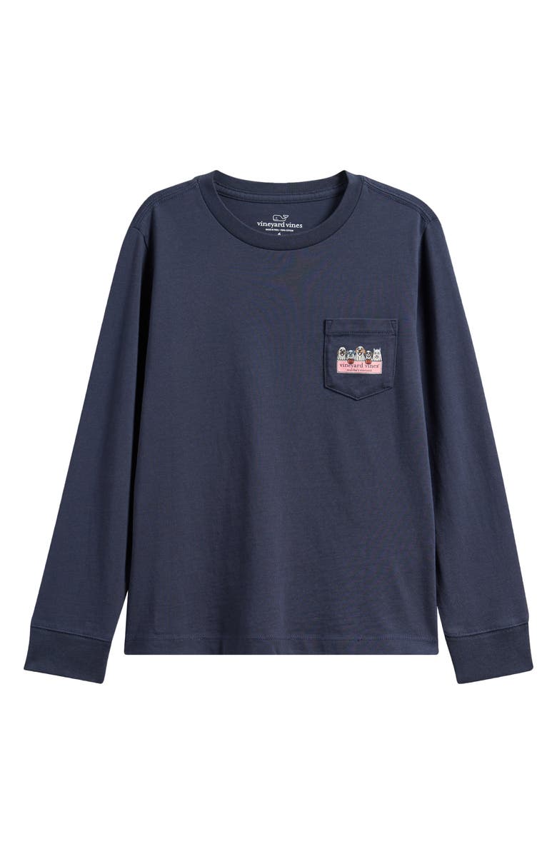 vineyard vines Kids' Ghost Pups Long Sleeve Cotton Graphic T-Shirt, Main, color, Blue Blazer