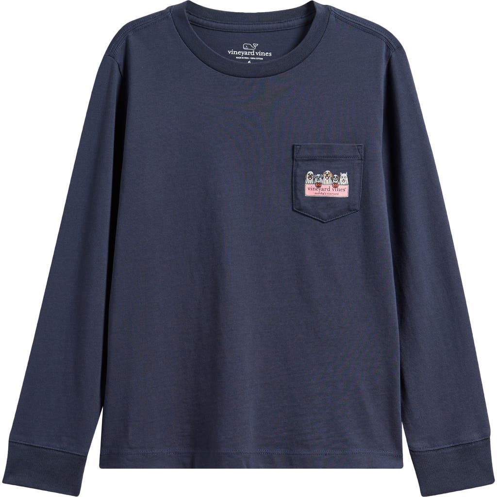 Vineyard Vines Kids' Ghost Pups Long Sleeve Cotton Graphic T-shirt In Blue