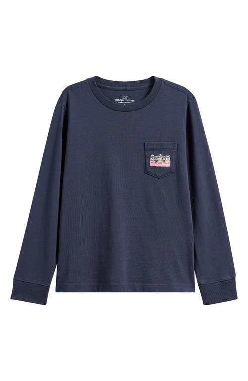 Vineyard Vines Kids' Ghost Pups Long Sleeve Cotton Graphic T-shirt In Blue