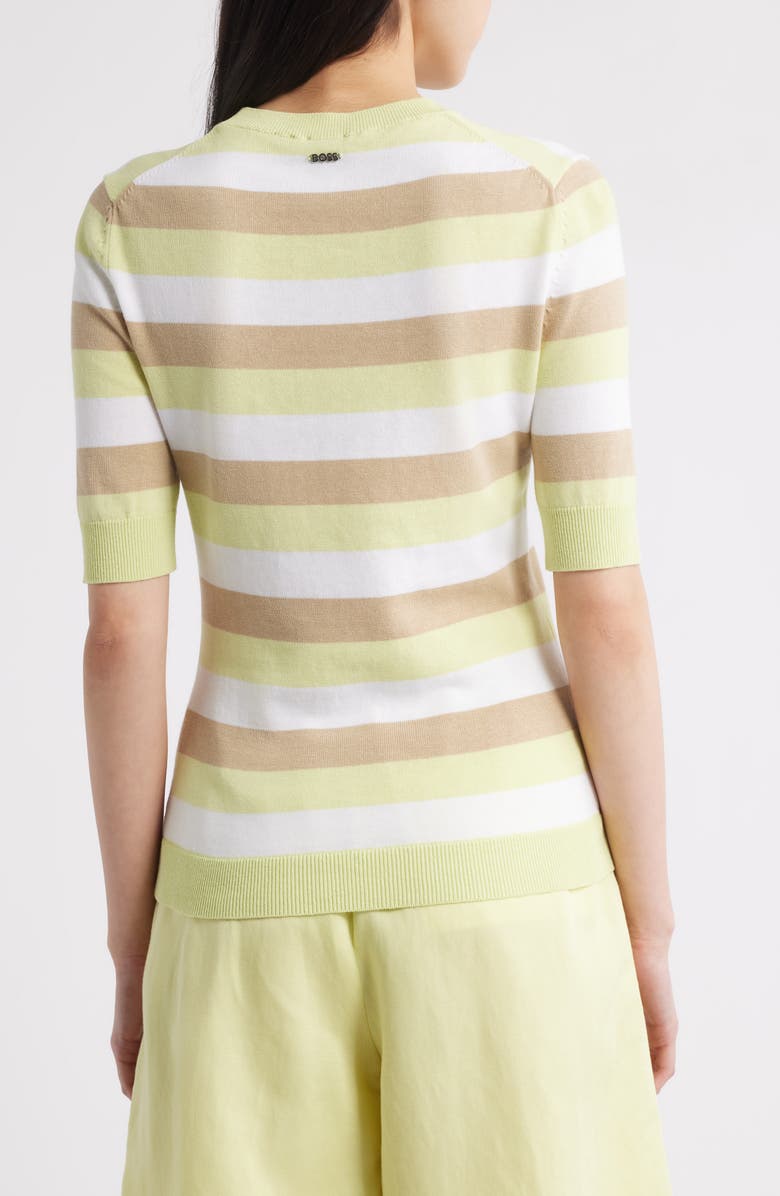 BOSS Facuba Stripe Cotton Blend Sweater, Alternate, color, Pale Lime Stripe Combo
